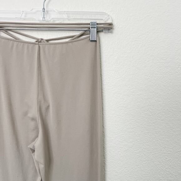 [TRESSER] Tan Criss Cross Tie Waist Ruched Low Rise Flare Leg Pants Size Small S - Picture 8 of 12